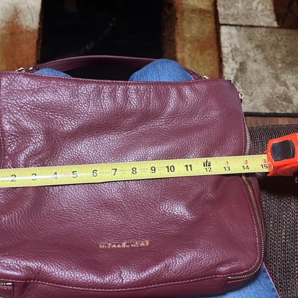 Michael Kors Burgundy Pebble Leather Hobo Shoulder Bag - Picture 6 of 14